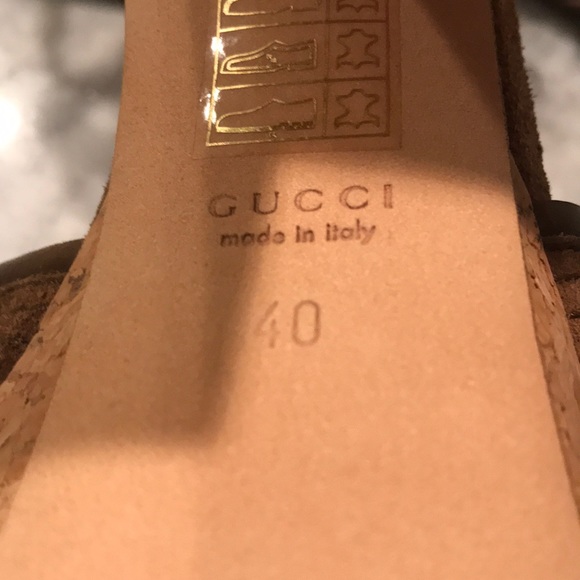 GUCCI Cork Suede Brown Platform Heels NWOB - Picture 10 of 15